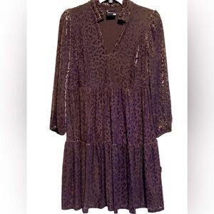 NWT Maison Tara Velvet Leaopard Long Sleeve Tunic Dress adorable with stretch 8